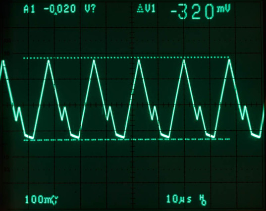 De ripple is veel te groot voor analoge schakelingen. Er moet dan een filter in serie met de uitgang worden aangebracht.