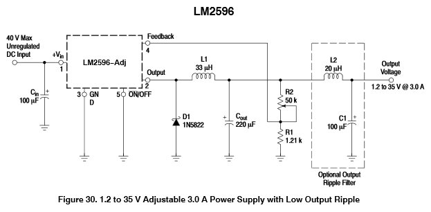 Schema LM2596 step-down converter