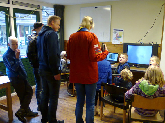 Op de TV ligt de zender en camera voor de retourverbinding